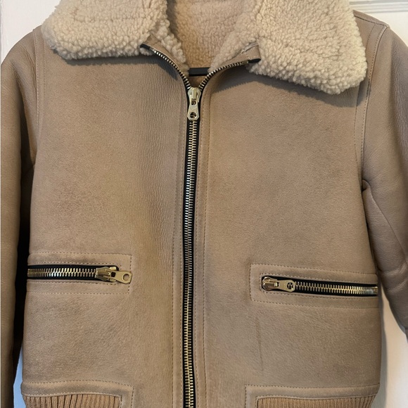 Sandro Beige Shearling Jacket - Picture 1 of 6